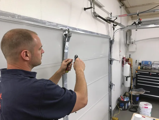 Before and after garage door dent repair by Deerfield Beach Garage Door Repair in Deerfield Beach