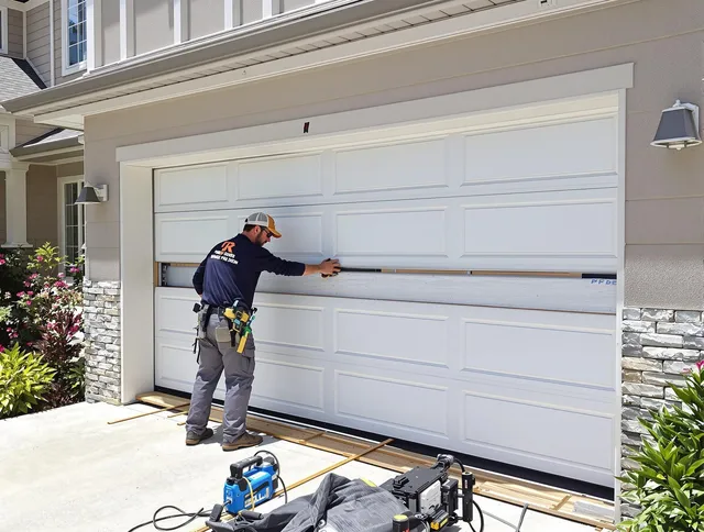 Deerfield Beach Garage Door Repair team performing complete garage door replacement at Deerfield Beach residence