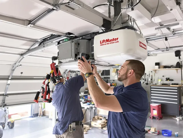 Deerfield Beach Garage Door Repair technician performing advanced diagnostics on garage opener in Deerfield Beach